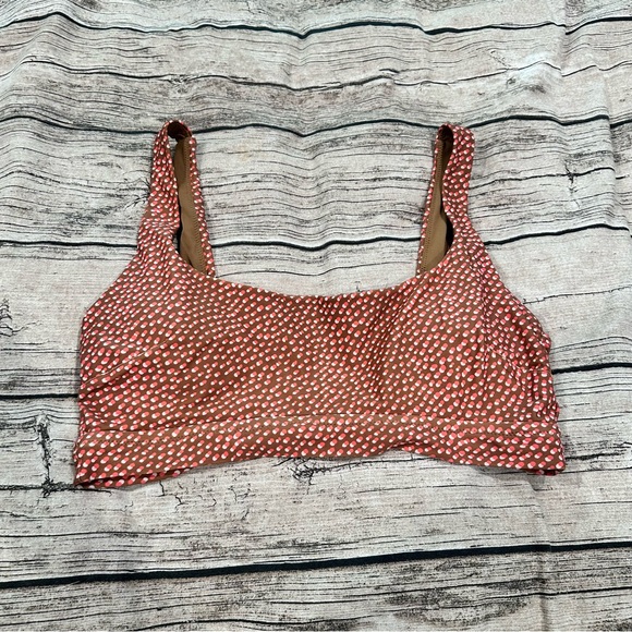 Aerie Brown and Pink Polka Dot Scoop Bikini Top Size Large - Picture 1 of 6